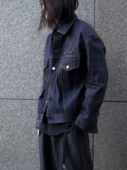 JieDa POWER SHOULDER DENIM JACKET